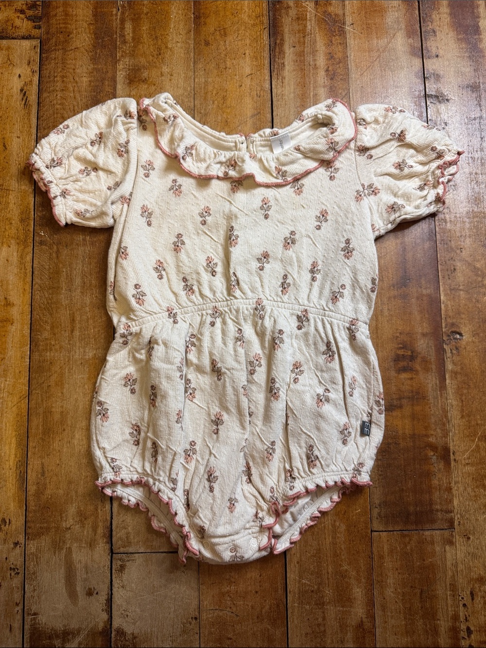 Cream Floral Baby Romper 24 months cotton summer boho neutral